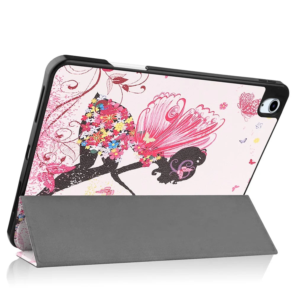 For iPad Air 11 (2026) / (2025) / (2024) Case Pattern Printing Protective Cover with Pen Slot and Tri-Fold Stand - Girl - 2
