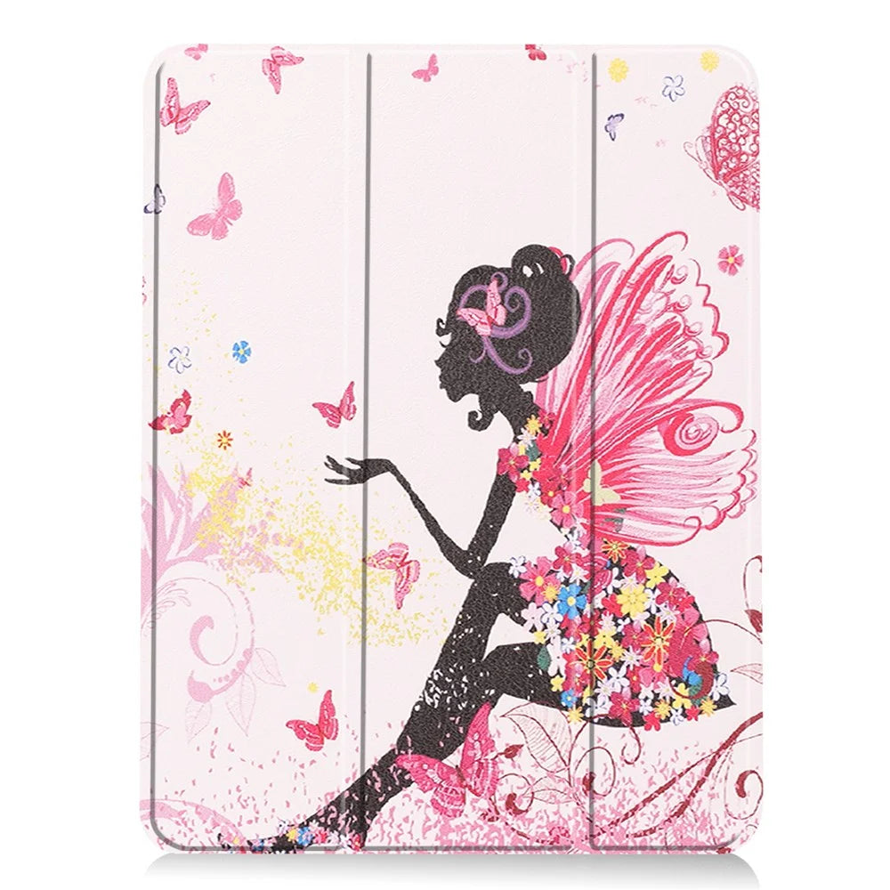 For iPad Air 11 (2026) / (2025) / (2024) Case Pattern Printing Protective Cover with Pen Slot and Tri-Fold Stand - Girl - 7