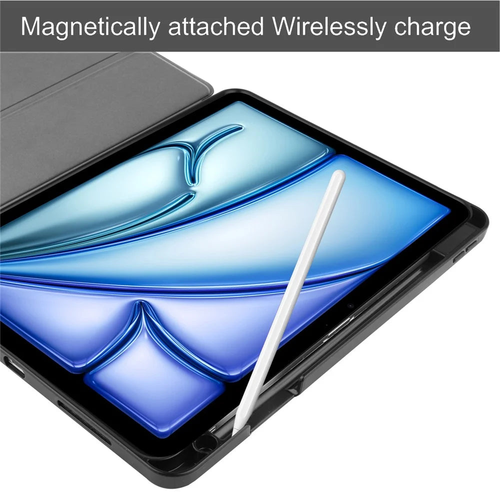 For iPad Air 11 (2026) / (2025) / (2024) Case Tri-Fold Stand Protective Tablet Cover with Pen Slot - Black - 6