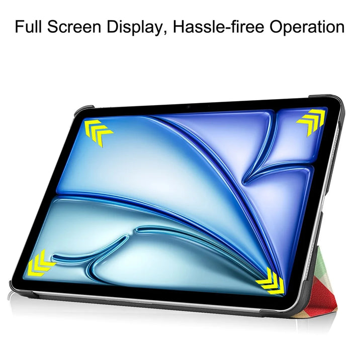 For iPad Air 11 (2026) / (2025) / (2024) Case Trifold Stand Pattern Auto Wake / Sleep Tablet Cover - Colorful Triangle Grid - 2