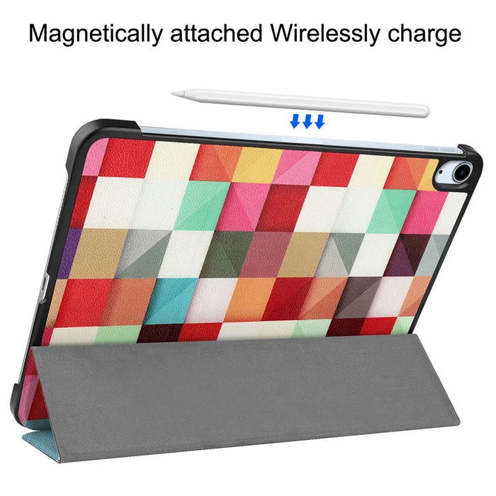 For iPad Air 11 (2026) / (2025) / (2024) Case Trifold Stand Pattern Auto Wake / Sleep Tablet Cover - Colorful Triangle Grid - 3