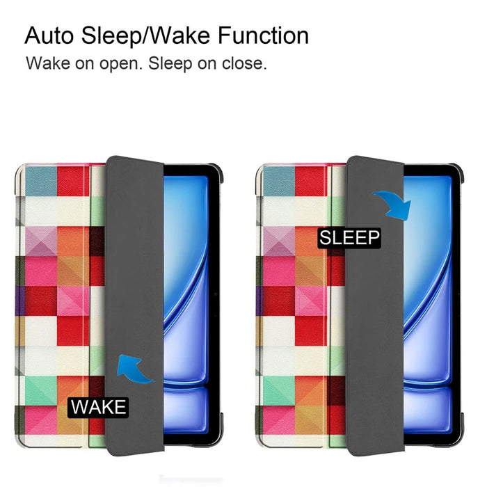 For iPad Air 11 (2026) / (2025) / (2024) Case Trifold Stand Pattern Auto Wake / Sleep Tablet Cover - Colorful Triangle Grid - 4