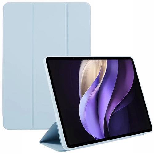 For vivo Pad3 Pro PU Leather Case Soft Silicone Tablet Cover Tri-fold Stand Protective Shell - Baby Blue - 1