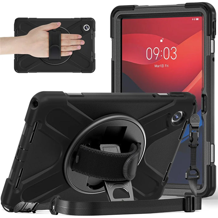 For Lenovo Tab M11 TB-330FU / 331FC / Xiaoxin Pad 11 2024 Case PC+Silicone Tablet Cover with Shoulder Strap - Black - 3