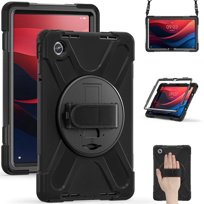 For Lenovo Tab M11 TB-330FU / 331FC / Xiaoxin Pad 11 2024 Case PC+Silicone Tablet Cover with Shoulder Strap - Black - 4