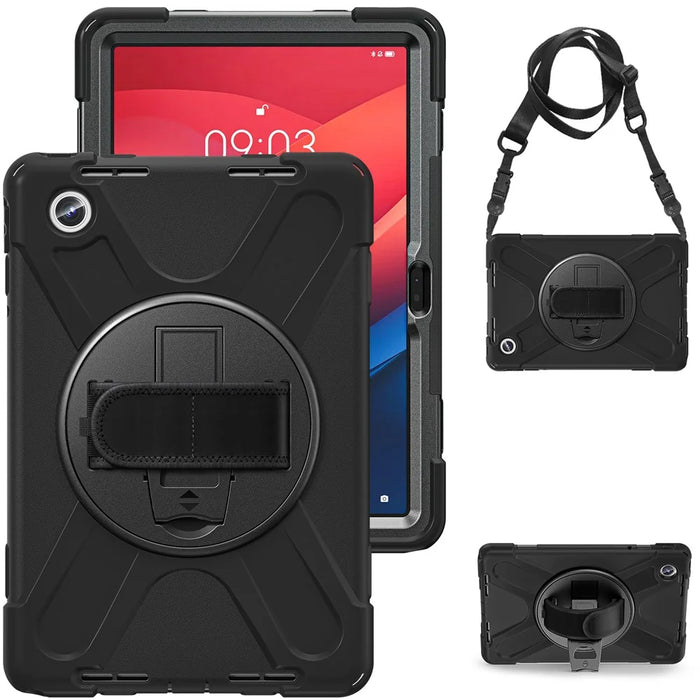 For Lenovo Tab M11 TB-330FU / 331FC / Xiaoxin Pad 11 2024 Case PC+Silicone Tablet Cover with Shoulder Strap - Black - 5