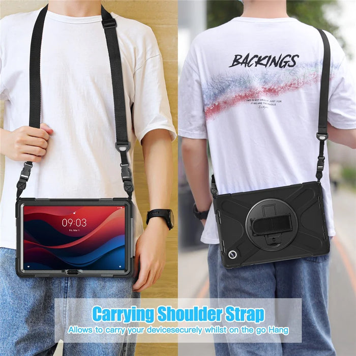 For Lenovo Tab M11 TB-330FU / 331FC / Xiaoxin Pad 11 2024 Case PC+Silicone Tablet Cover with Shoulder Strap - Black - 7