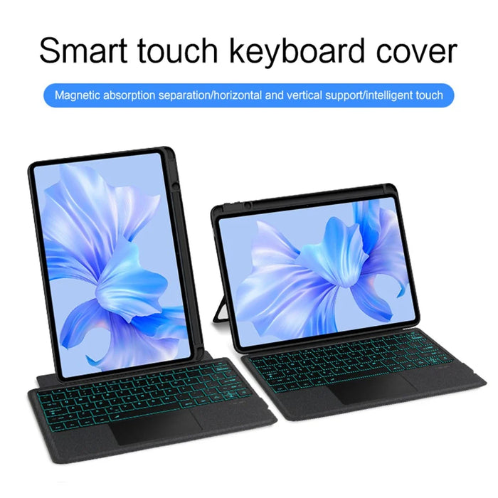 For Huawei MatePad Pro 12.6 (2024) Leather Case + Bluetooth-compatible Keyboard with Backlight Trackpad - 7