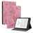 For Amazon Kindle Paperwhite (2024) / Kindle Colorsoft Leather Case Card Holder Rose Flower E-Reader Cover - Pink - 1