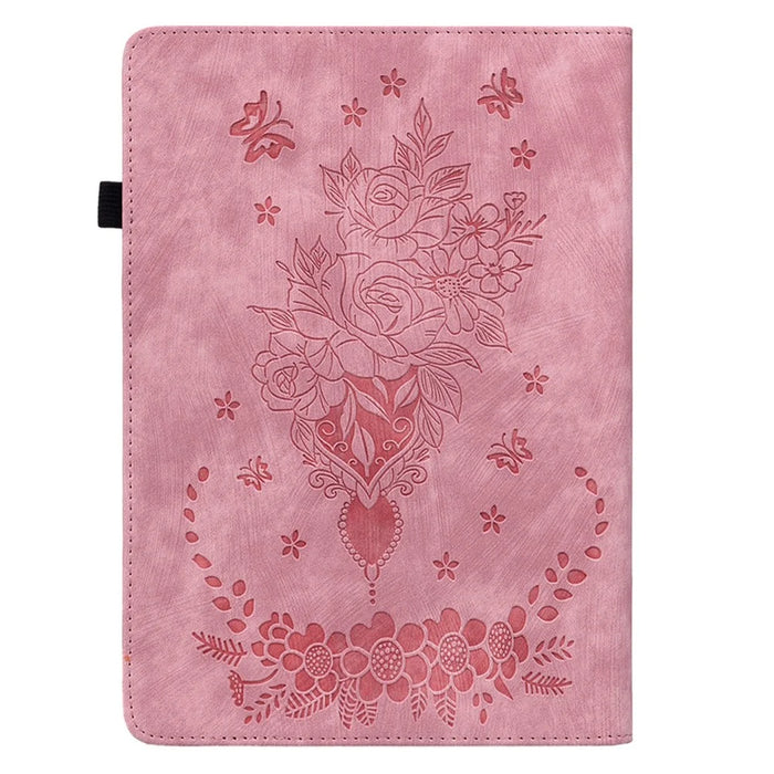 For Amazon Kindle Paperwhite (2024) / Kindle Colorsoft Leather Case Card Holder Rose Flower E-Reader Cover - Pink - 5