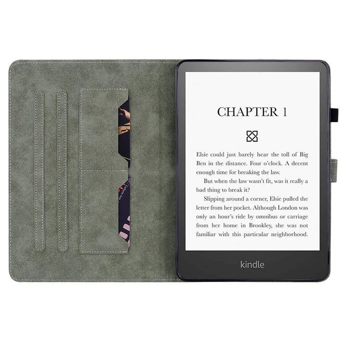 For Amazon Kindle Paperwhite (2024) / Kindle Colorsoft Case Card Slots PU Leather Stand E-Reader Cover - Grey - 3