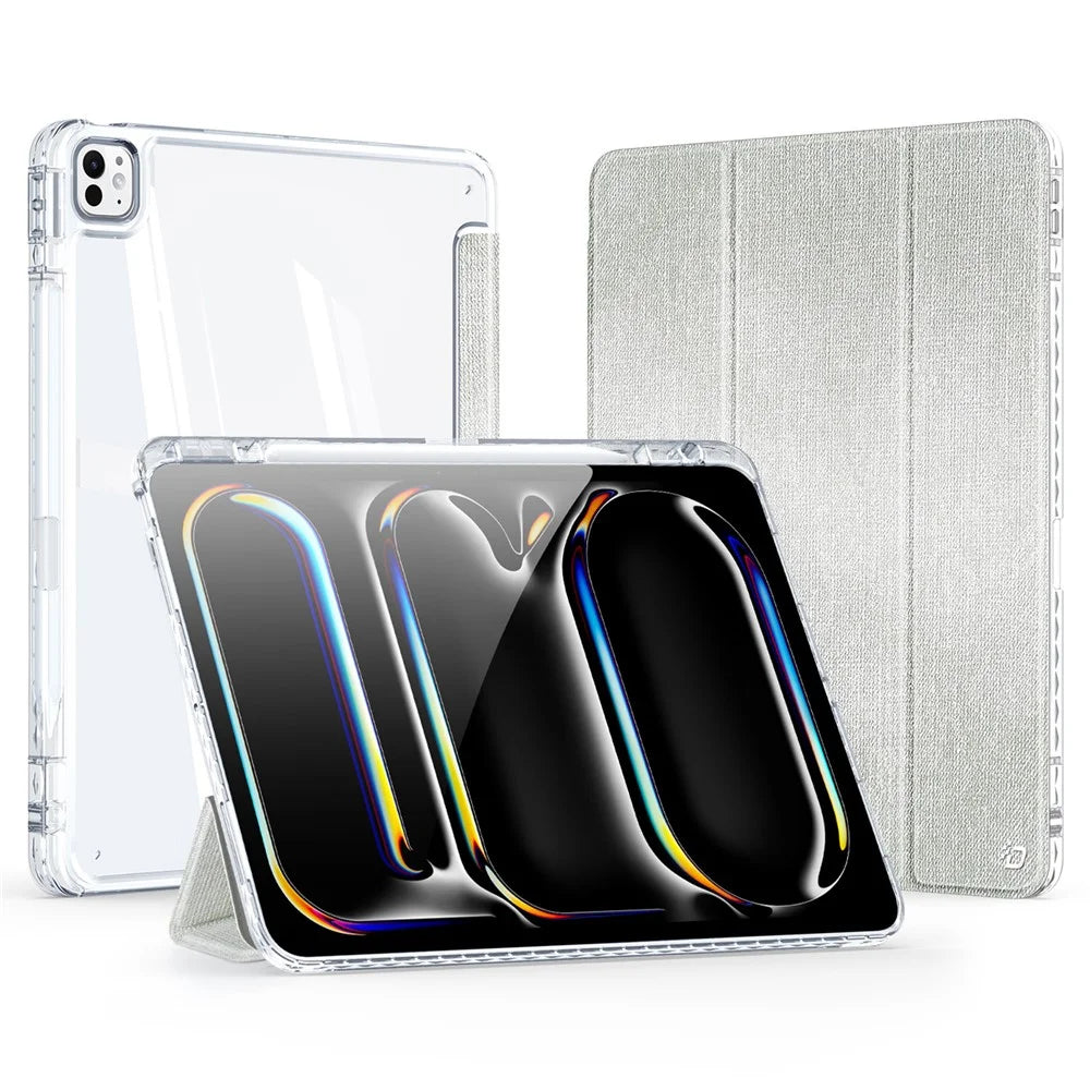 DUX DUCIS Unid Series For iPad Pro 13 (2024) Clear Tablet Case TPU+PC+PU Auto Wake / Sleep Cover with Pen Slot - Light Green - 2