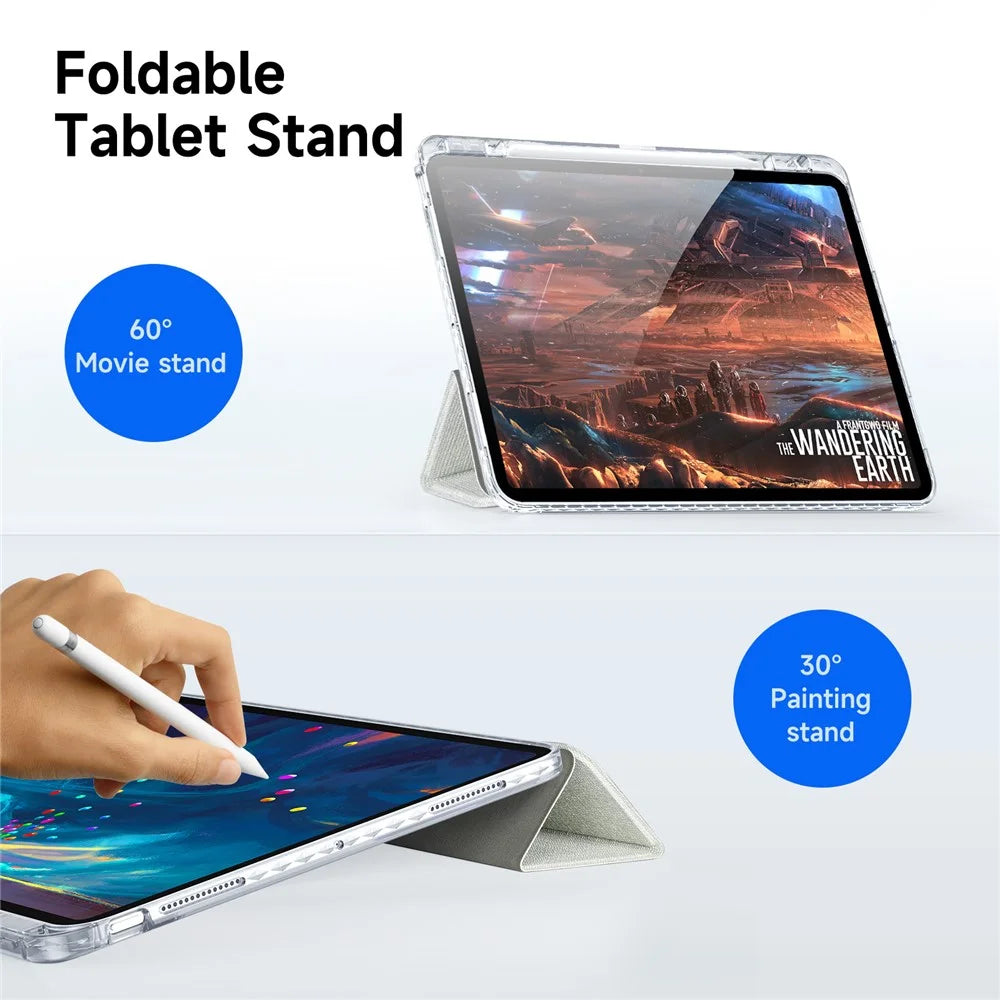DUX DUCIS Unid Series For iPad Pro 13 (2024) Clear Tablet Case TPU+PC+PU Auto Wake / Sleep Cover with Pen Slot - Light Green - 3