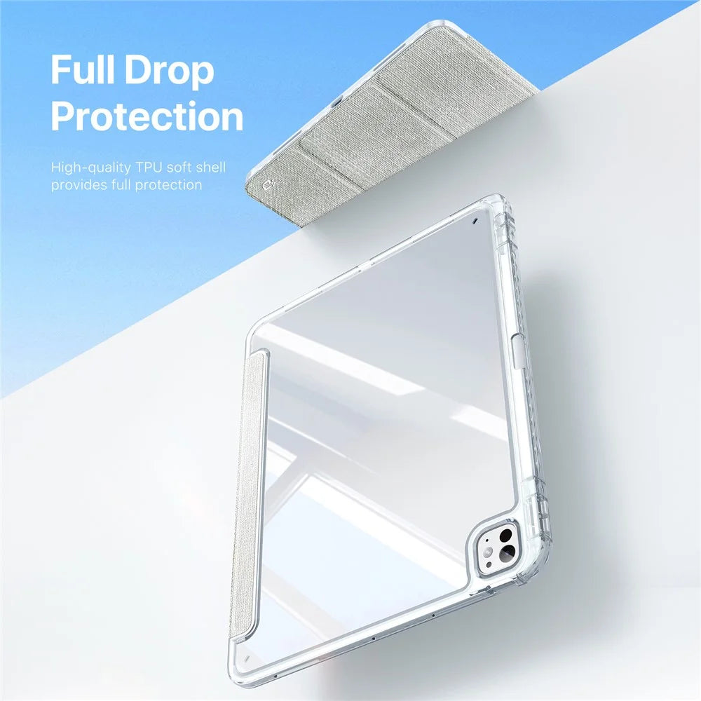 DUX DUCIS Unid Series For iPad Pro 13 (2024) Clear Tablet Case TPU+PC+PU Auto Wake / Sleep Cover with Pen Slot - Light Green - 6