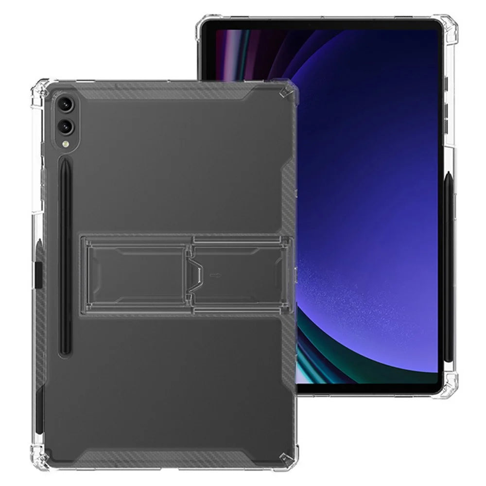 For Samsung Galaxy Tab S9+ Clear Tablet Case Airbag 4 Corners TPU Cover with PC Kickstand - 2
