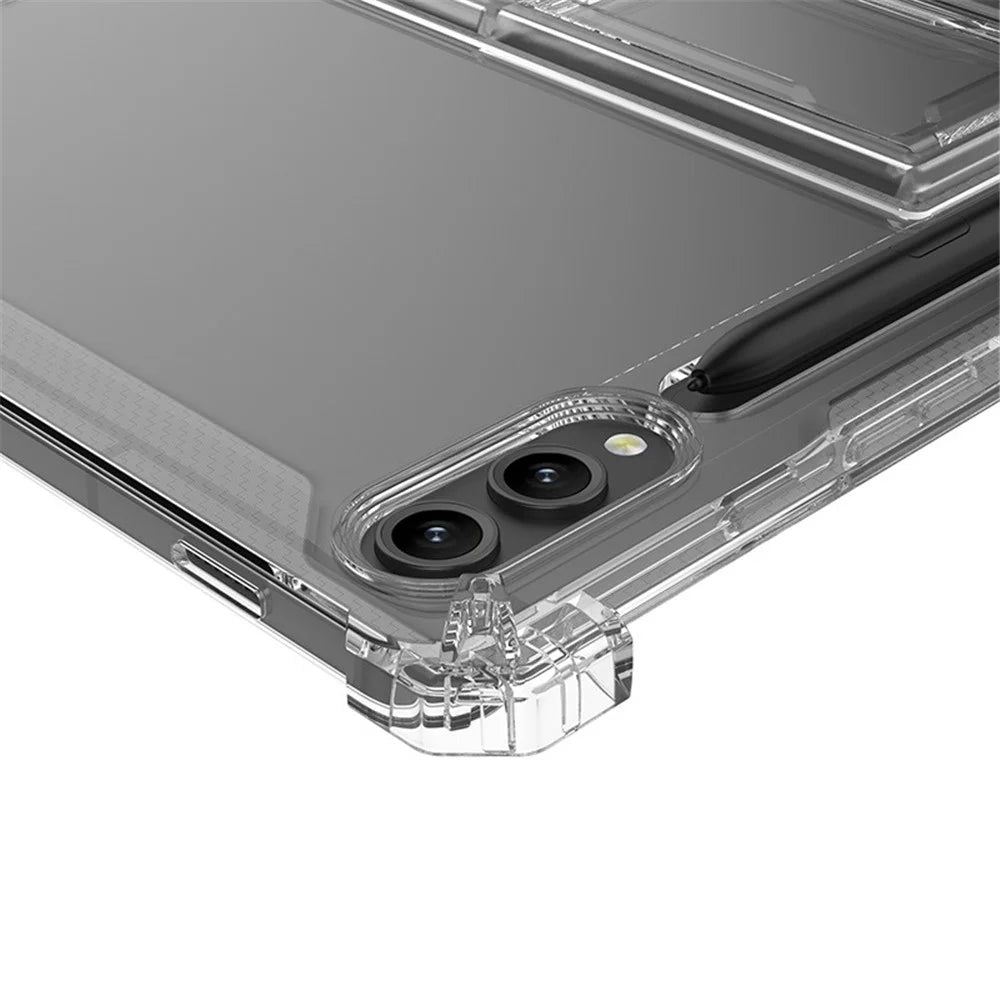 For Samsung Galaxy Tab S9+ Clear Tablet Case Airbag 4 Corners TPU Cover with PC Kickstand - 4