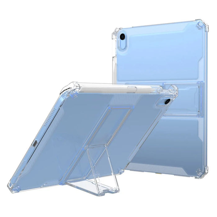 For iPad (2025) / 10.9 (2022) Tablet Case Clear TPU Airbag Corners Drop Protection Cover with PC Kickstand - 2