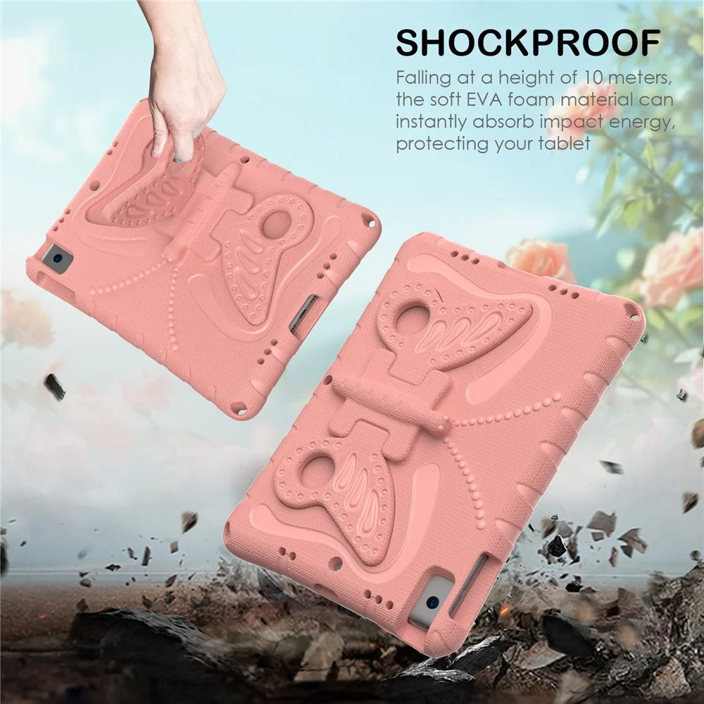 For iPad 10.2 (2021) / (2020) / (2019) / iPad Air 10.5 inch (2019) Case Butterfly Kickstand EVA Tablet Cover with Lanyard - Pink - 3