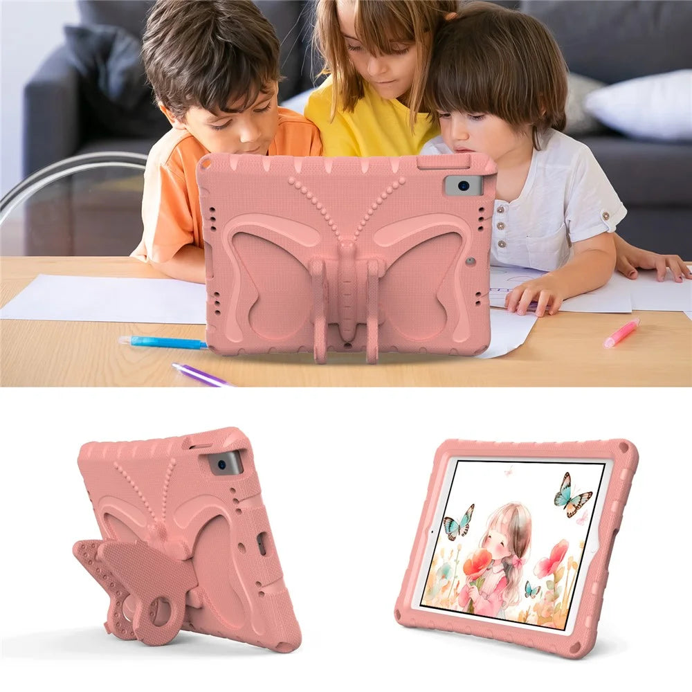For iPad 10.2 (2021) / (2020) / (2019) / iPad Air 10.5 inch (2019) Case Butterfly Kickstand EVA Tablet Cover with Lanyard - Pink - 6