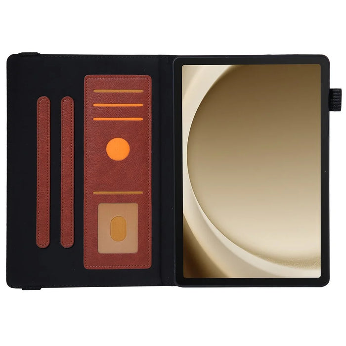 For Samsung Galaxy Tab A9+ X210 Case Card Slots PU Leather Flip Stand Tablet Cover - Brown - 2