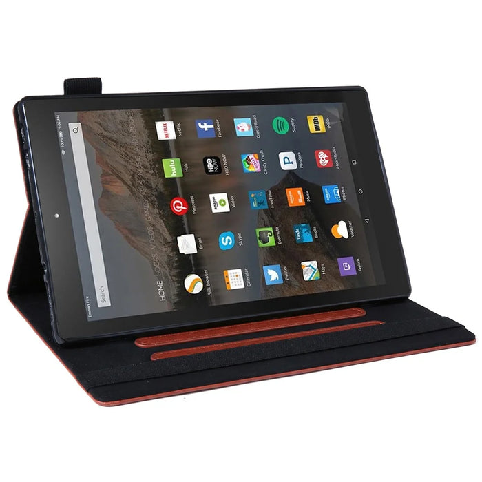 For Amazon Fire HD 10 (2015) / (2019) / (2017) Case Card Slots Shockproof Tablet Leather Flip Cover - Brown - 4