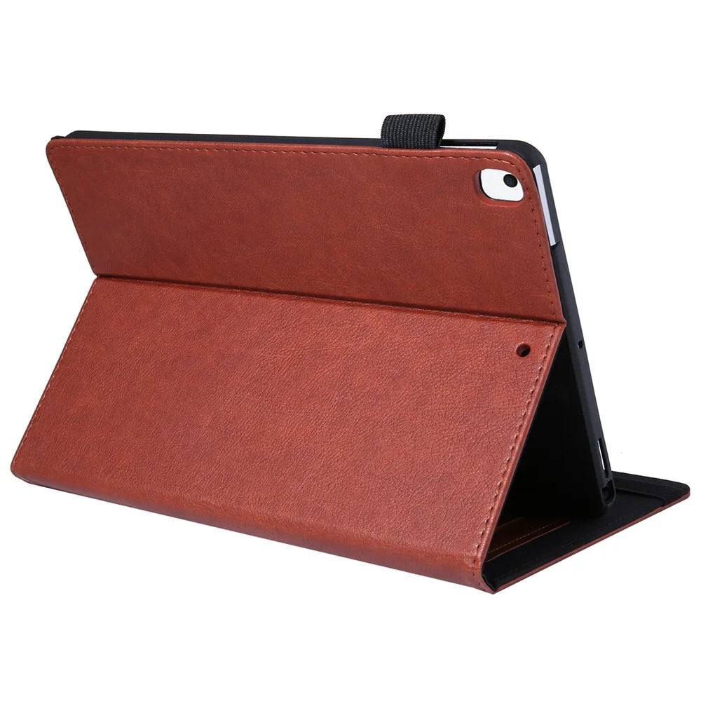 For iPad 10.2 (2021) / (2020) / (2019) / iPad Air 10.5 inch (2019) / Pro 10.5-inch (2017) Case Card Slots Leather Tablet Cover - Brown - 3