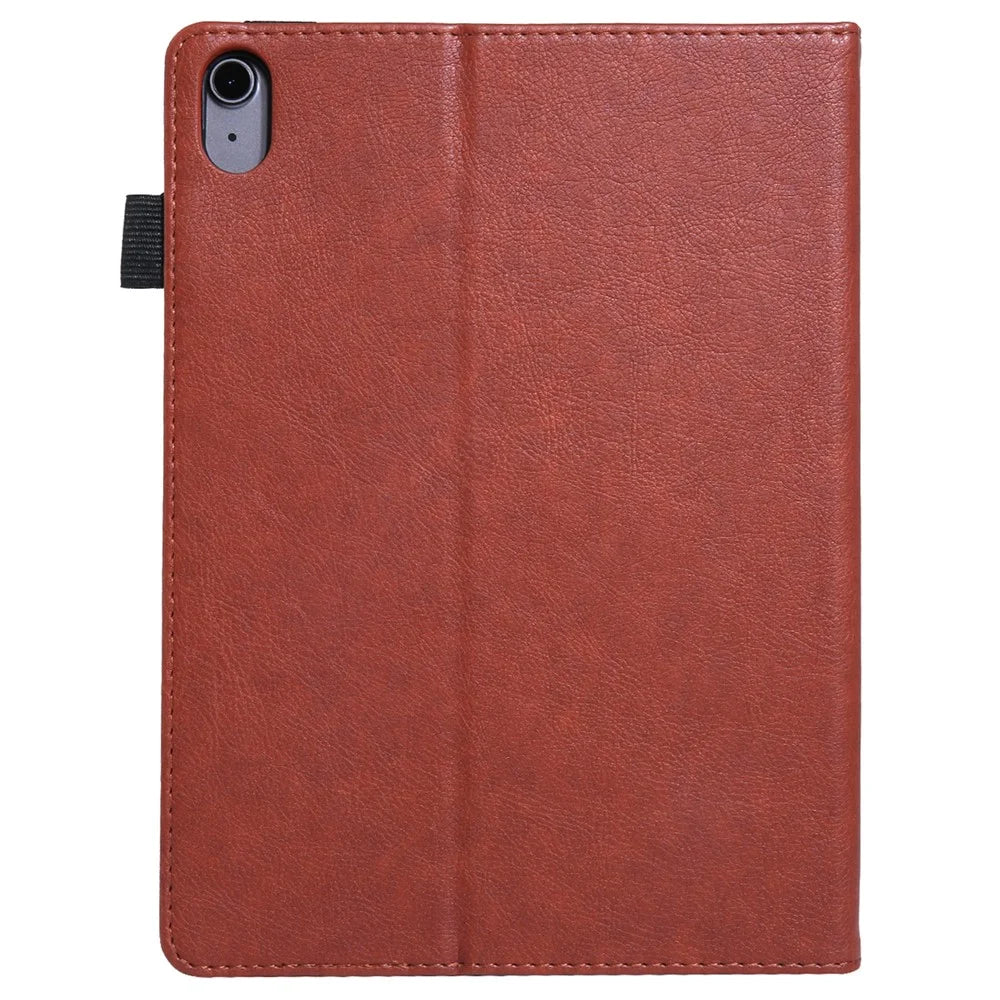 For iPad (2025) / 10.9 (2022) Shockproof Case Card Slots Tablet Leather Flip Cover with Pens Holder - Brown - 6