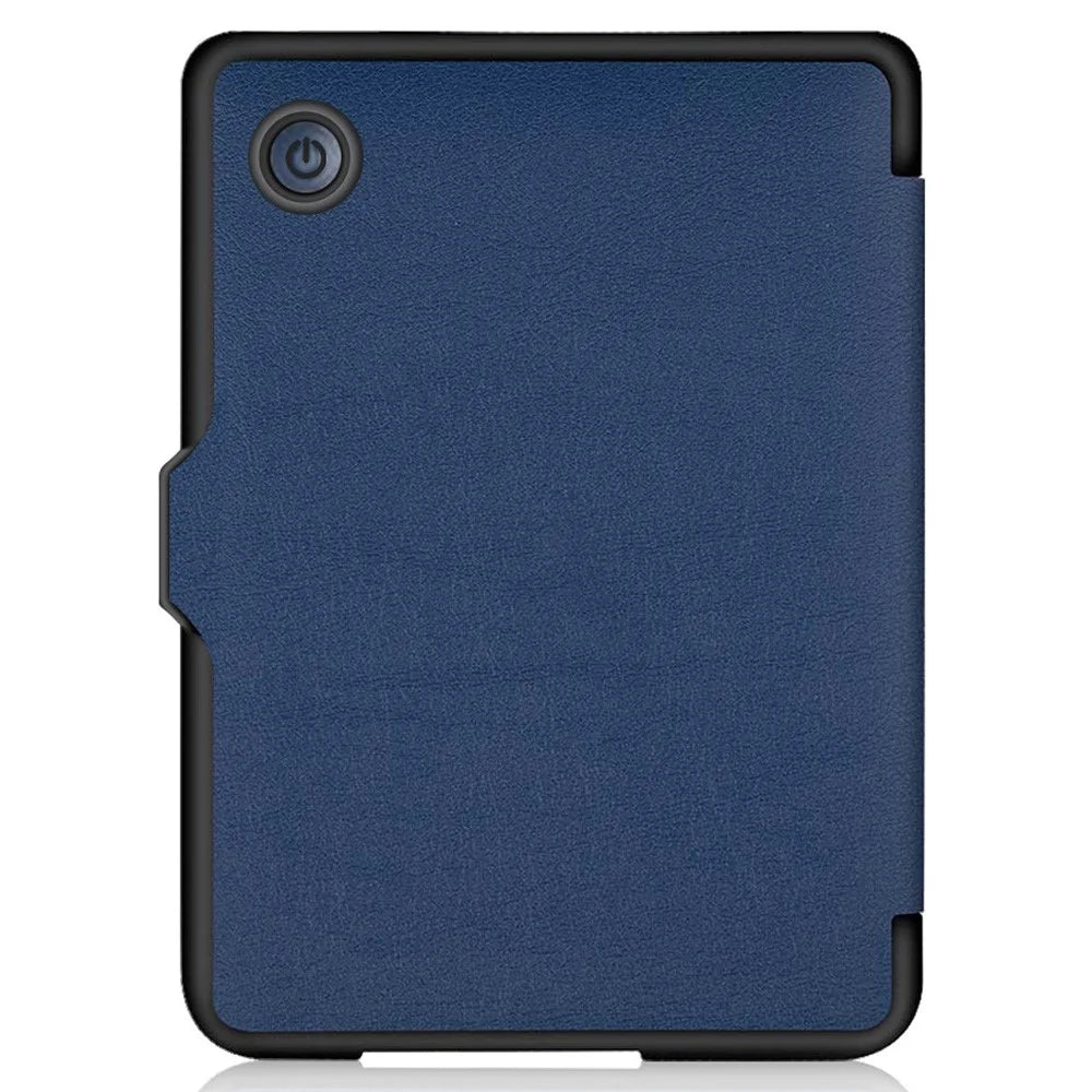 For Kobo Clara 2E Case Origami Stand Hard PC+PU Leather Tablet Cover - Dark Blue - 6