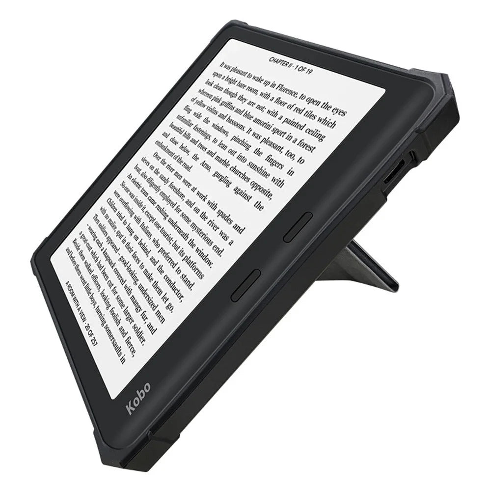 For Kobo Libra 2 N418 Case Soft TPU+PU Leather Tablet Cover with Origami Stand - Black - 4
