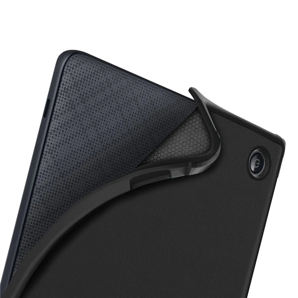 For Kobo Libra 2 N418 Case Soft TPU+PU Leather Tablet Cover with Origami Stand - Black - 6
