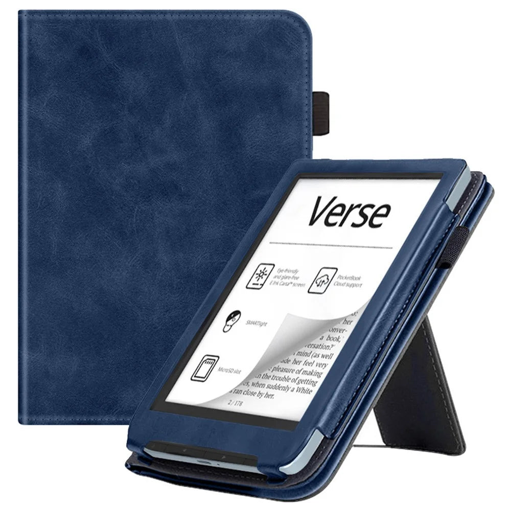 For PocketBook Verse PB629 / Verse Pro PB634 / Verse? Lite PB619 E-Reader Case Kickstand PU Leather Tablet Cover with Auto Wake / Sleep - Blue - 1