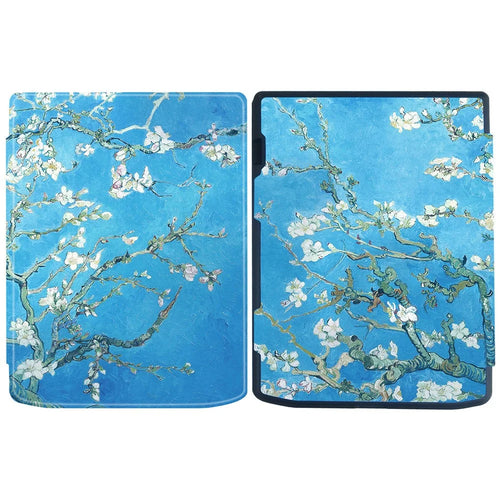 For PocketBook InkPad Color 2 / 3 PB743 E-Reader Case Pattern Printing PU Leather Flip Cover - Plum Blossom - 1