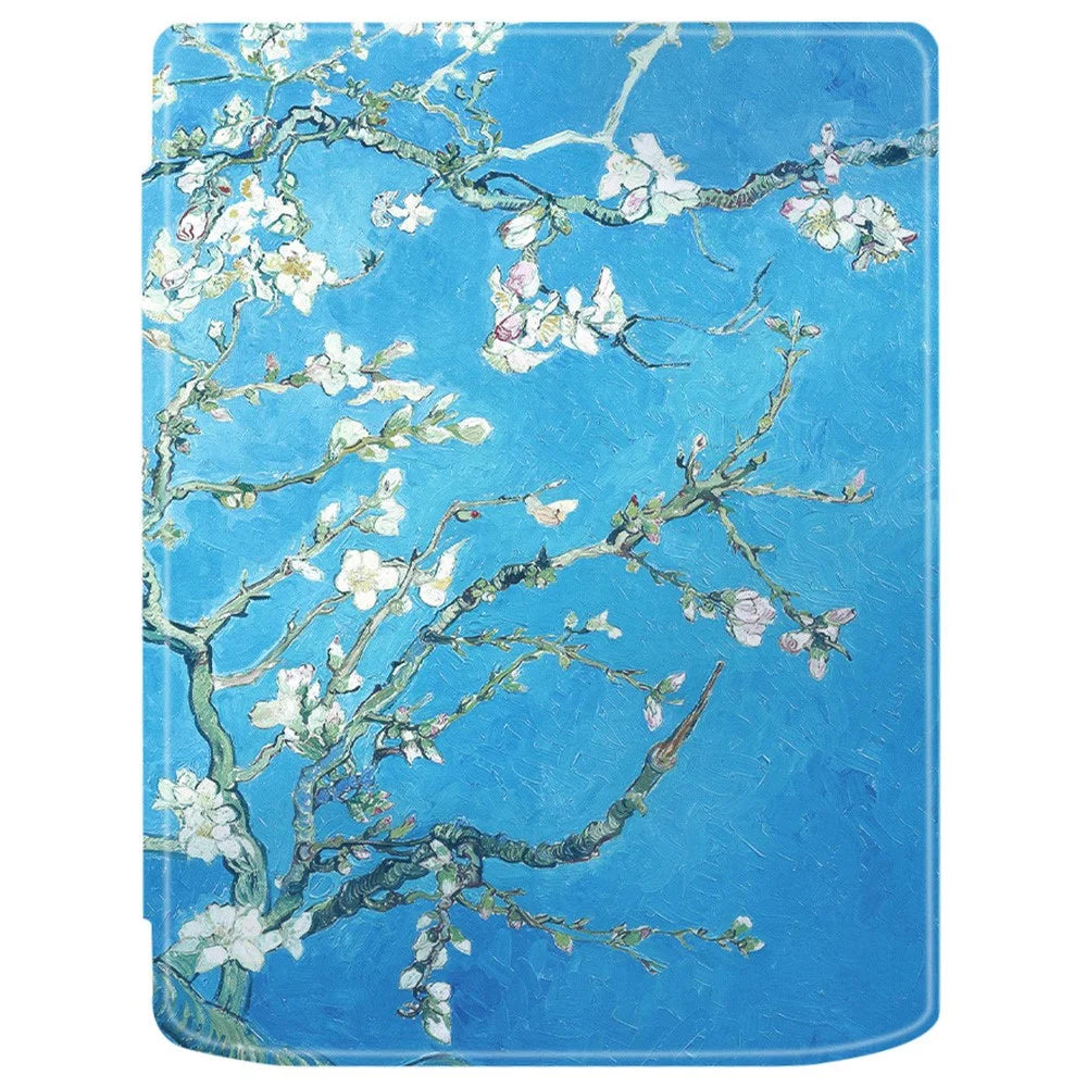 For PocketBook InkPad Color 2 / 3 PB743 E-Reader Case Pattern Printing PU Leather Flip Cover - Plum Blossom - 4