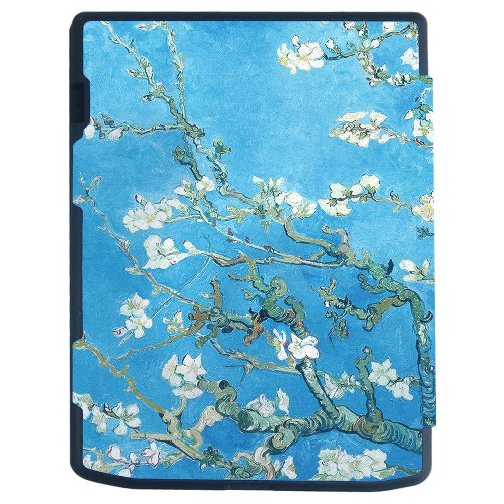 For PocketBook InkPad Color 2 / 3 PB743 E-Reader Case Pattern Printing PU Leather Flip Cover - Plum Blossom - 5