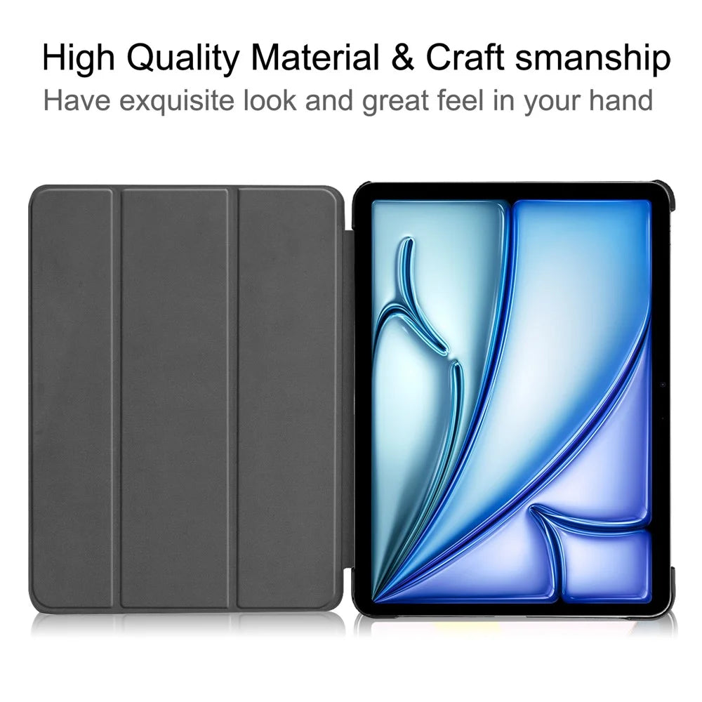 PU Leather Tablet Case for iPad Air 13 (2026) / (2025) / (2024) Anti-drop Tri-Fold Stand Slim Protective Cover - Black - 2