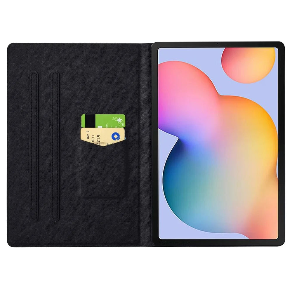 For Samsung Galaxy Tab S6 Lite (2020) / (2022) / (2024) (SM-P610 / 615) Case Pattern Printing Leather Tablet Cover with Card Holder - Golden Butterflies - 2