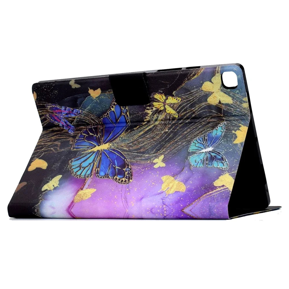 For Samsung Galaxy Tab S6 Lite (2020) / (2022) / (2024) (SM-P610 / 615) Case Pattern Printing Leather Tablet Cover with Card Holder - Golden Butterflies - 4