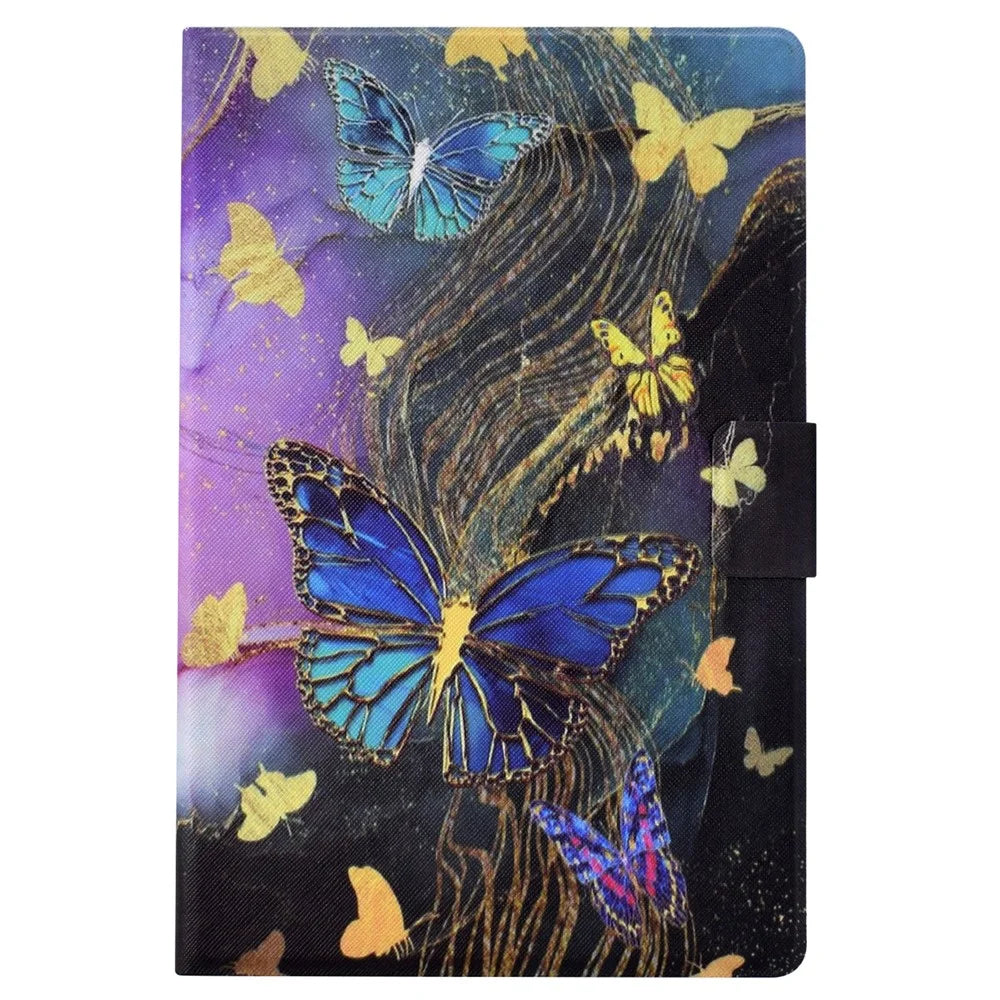 For Samsung Galaxy Tab S6 Lite (2020) / (2022) / (2024) (SM-P610 / 615) Case Pattern Printing Leather Tablet Cover with Card Holder - Golden Butterflies - 6