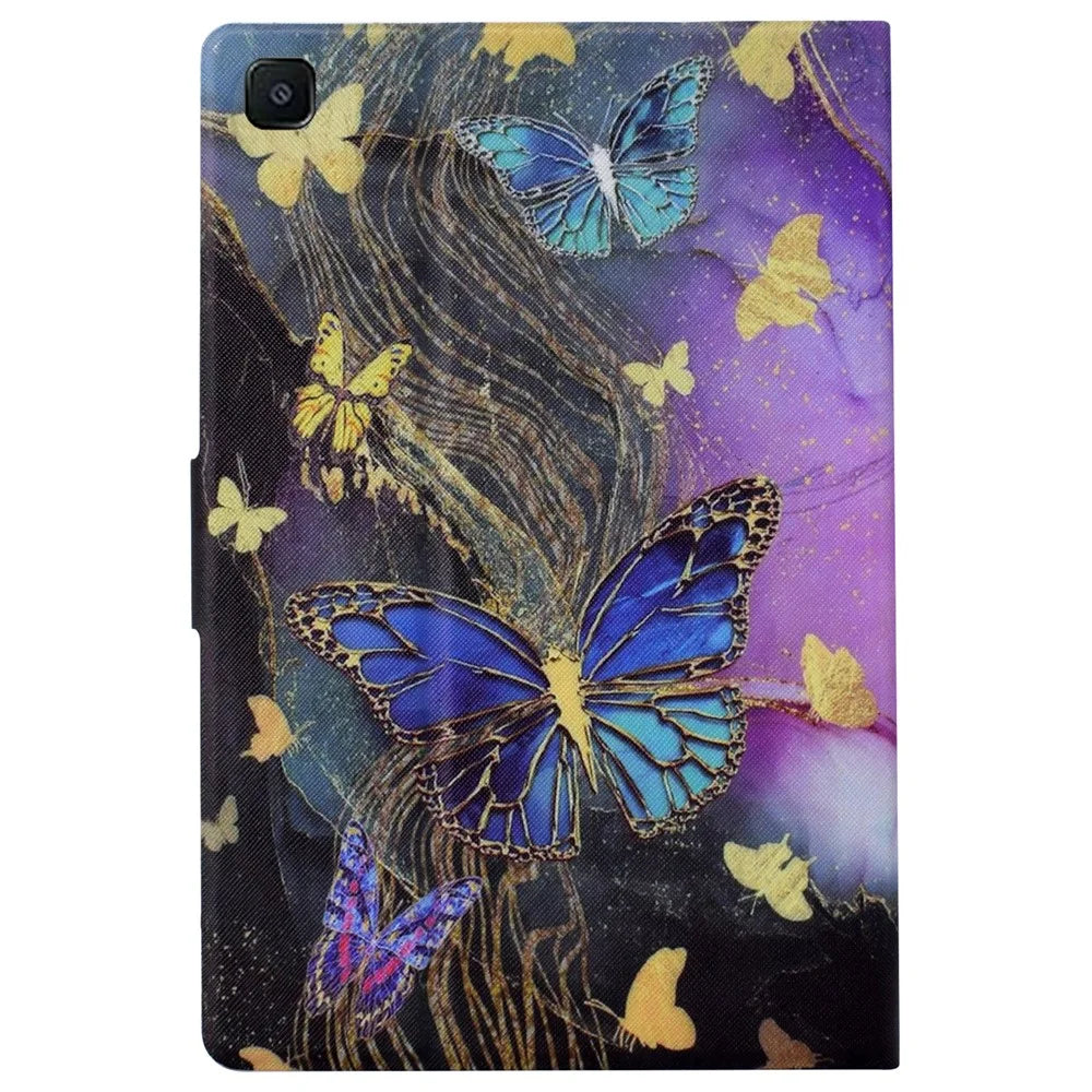 For Samsung Galaxy Tab S6 Lite (2020) / (2022) / (2024) (SM-P610 / 615) Case Pattern Printing Leather Tablet Cover with Card Holder - Golden Butterflies - 7