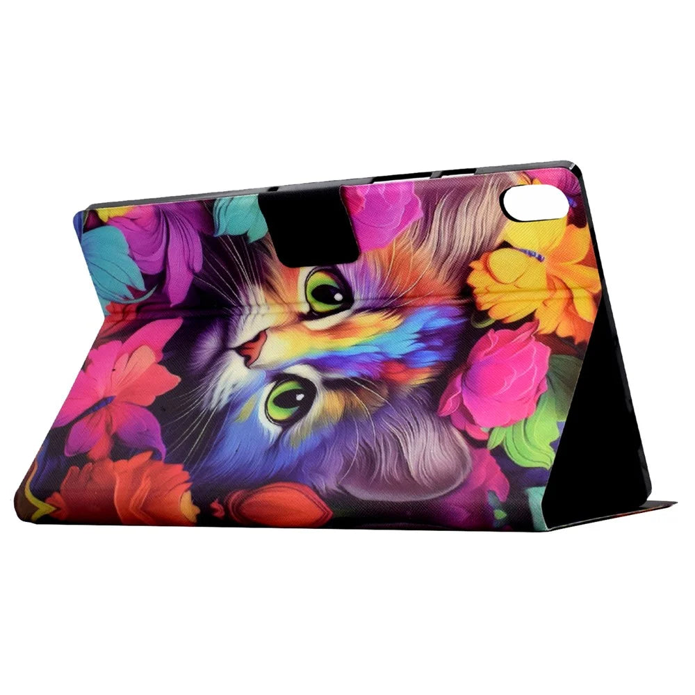 For iPad mini (2024) / mini (2021) Case PU Leather Card Slots Tablet Cover with Auto Wake / Sleep - Rose Cat - 4