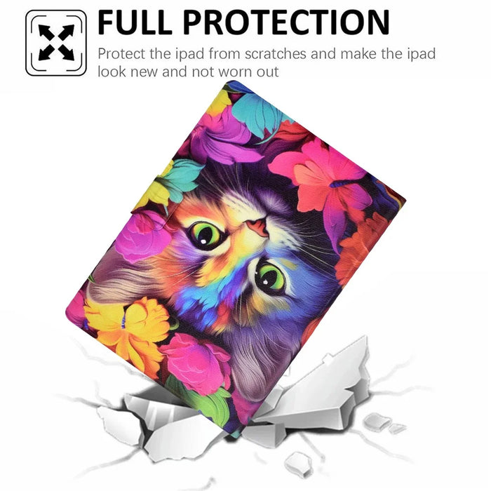 For iPad mini (2024) / mini (2021) Case PU Leather Card Slots Tablet Cover with Auto Wake / Sleep - Rose Cat - 5