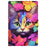 For iPad mini (2024) / mini (2021) Case PU Leather Card Slots Tablet Cover with Auto Wake / Sleep - Rose Cat - 7