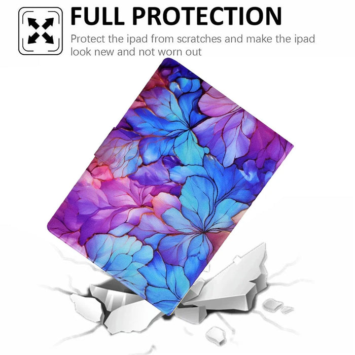 For Samsung Galaxy Tab A9+ Case PU Leather Pattern Tablet Cover with Auto Wake / Sleep - Petal - 5