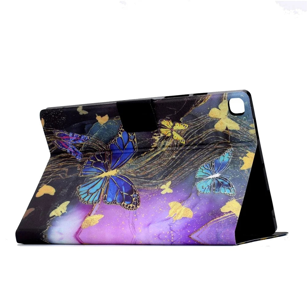 For Samsung Galaxy Tab A7 Lite 8.7-inch T220 / T225 Tablet Case Pattern Printing Card Slot Leather Cover - Golden Butterflies - 4