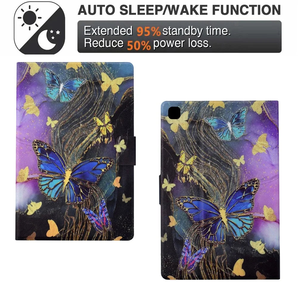 For Samsung Galaxy Tab A7 Lite 8.7-inch T220 / T225 Tablet Case Pattern Printing Card Slot Leather Cover - Golden Butterflies - 6