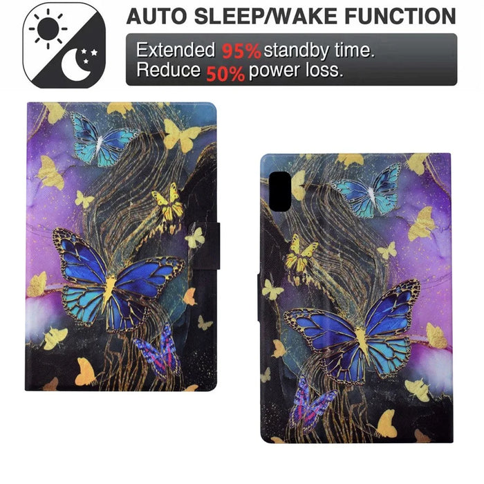For Lenovo Tab M9 TB-310FU Case Pattern Anti-Collision Leather Shell with Auto Wake / Sleep Function - Golden Butterflies - 6