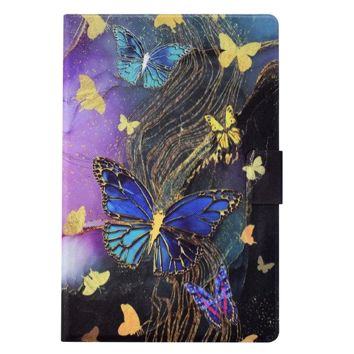 For Lenovo Tab M9 TB-310FU Case Pattern Anti-Collision Leather Shell with Auto Wake / Sleep Function - Golden Butterflies - 7