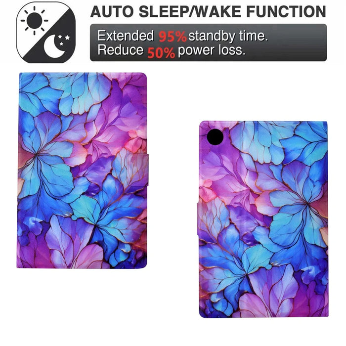 For Lenovo Tab M10 (Gen 3) Leather Tablet Case Pattern Printing Card Slot Stand Cover - Petal - 6