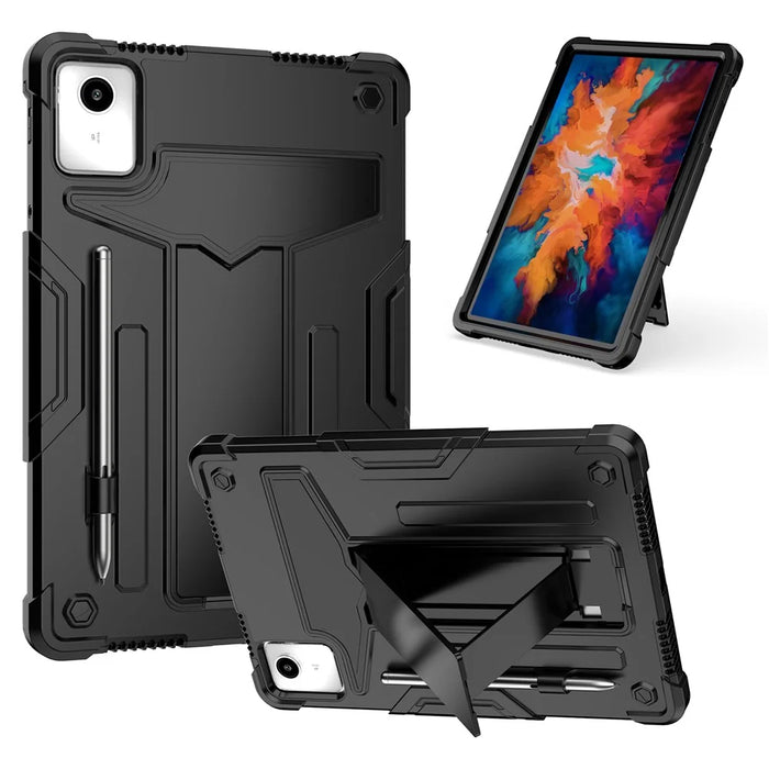 For Lenovo Tab M11 / Xiaoxin Pad 11 2024 Case Case T-Shaped Kickstand PC+Silicone Tablet Cover - Black - 1