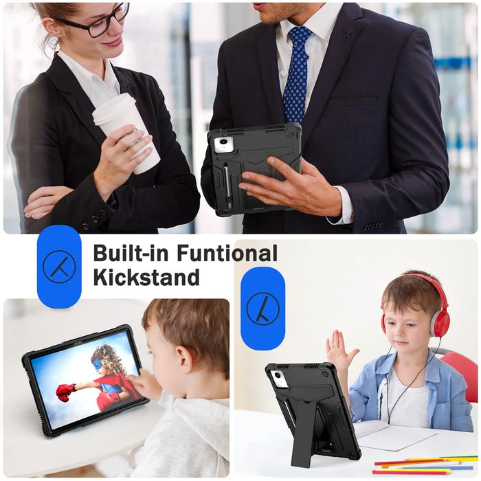 For Lenovo Tab M11 / Xiaoxin Pad 11 2024 Case Case T-Shaped Kickstand PC+Silicone Tablet Cover - Black - 4